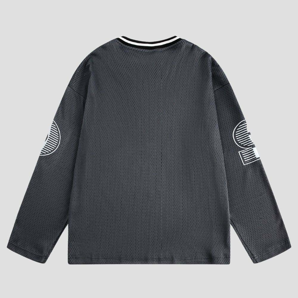 Stylish streetwear featuring personalized embroidered graffiti and loose fit.