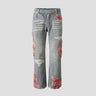 Hip-hop style color-block patchwork jeans