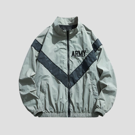  Front view of the Vintage Sports PT Jacket with sporty design and zip-up closure.