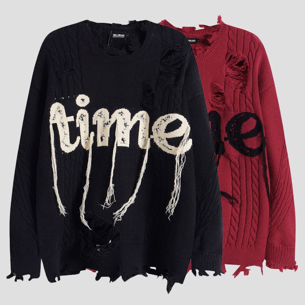 Vintage Fringe Letter Sweater