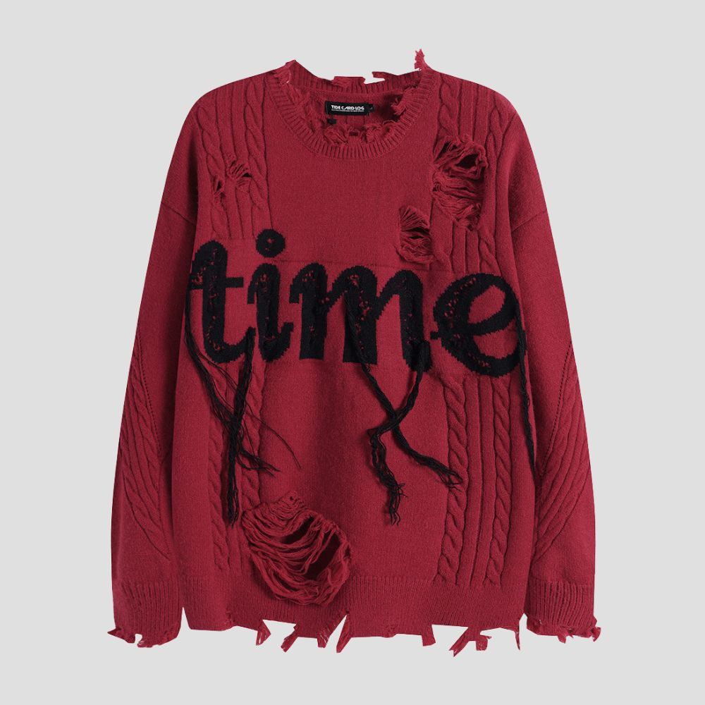 Vintage Fringe Letter Sweater