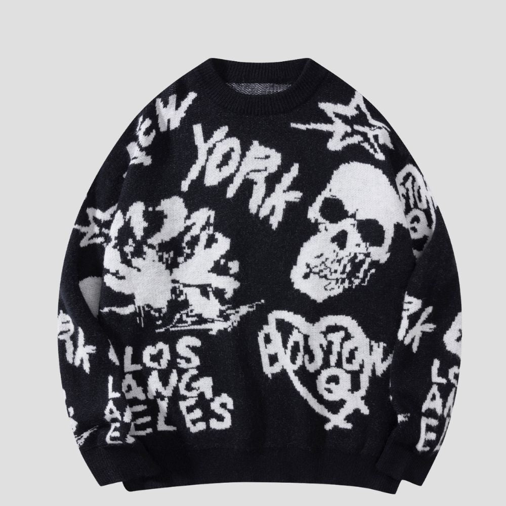 Vintage Skull Jacquard Sweater