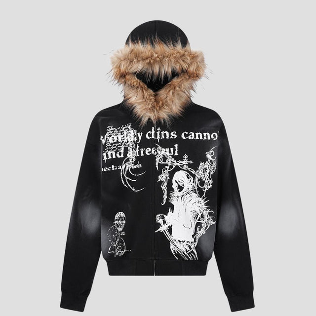 Vintage-Fleece-Hoodie aus gewaschenem Fleece