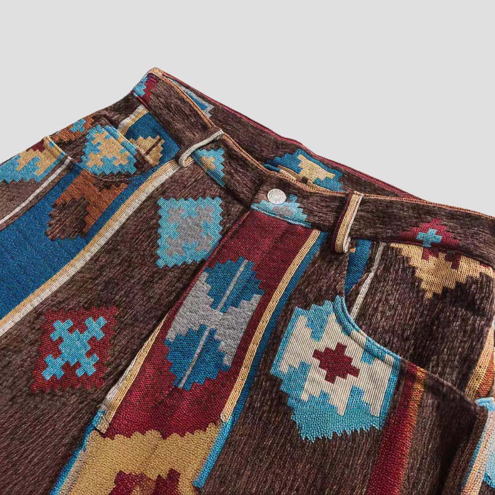 Retro loose fit pants with African tribal design.