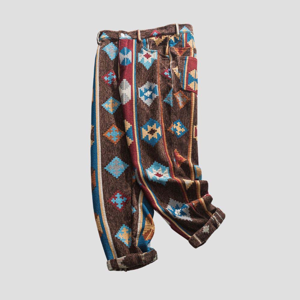 Stylish street fashion pants with tribal print.