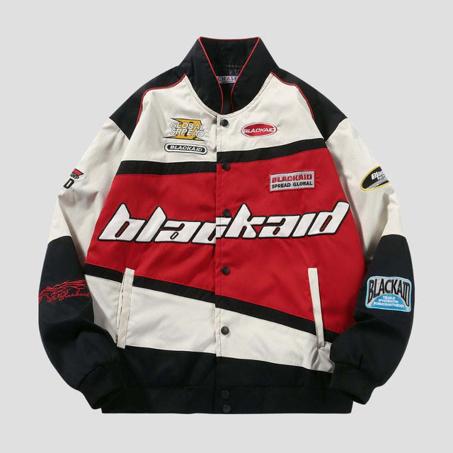 Vintage racing jacket in vibrant red color