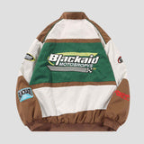 Retro motorsport jacket with zip-up front