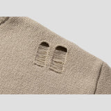 Soft touch streetwear sweater with shredded design
