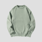 Shredded design vintage sweater with loose casual fit
