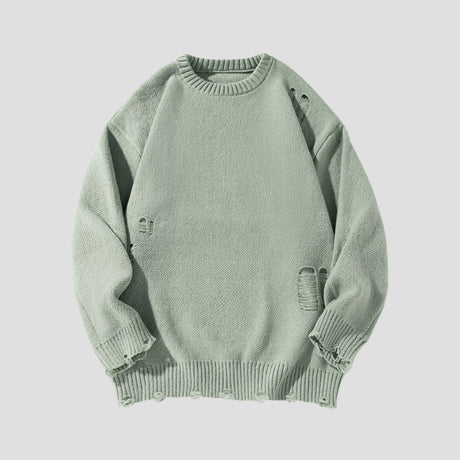 Shredded design vintage sweater with loose casual fit
