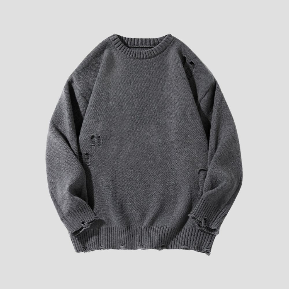 Relaxed fit shredded sweater perfect for casual wear
