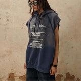 Stylish sleeveless hoodie with a soft touch and graffiti-inspired design.