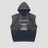 Close-up of the soft-touch fabric of the hip-hop inspired sleeveless hoodie.