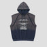 Close-up of the soft-touch fabric of the hip-hop inspired sleeveless hoodie.