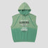 Hip-hop style sleeveless hoodie with hood, featuring streetwear appeal.