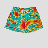Adjustable watercolor graffiti shorts for urban fashion