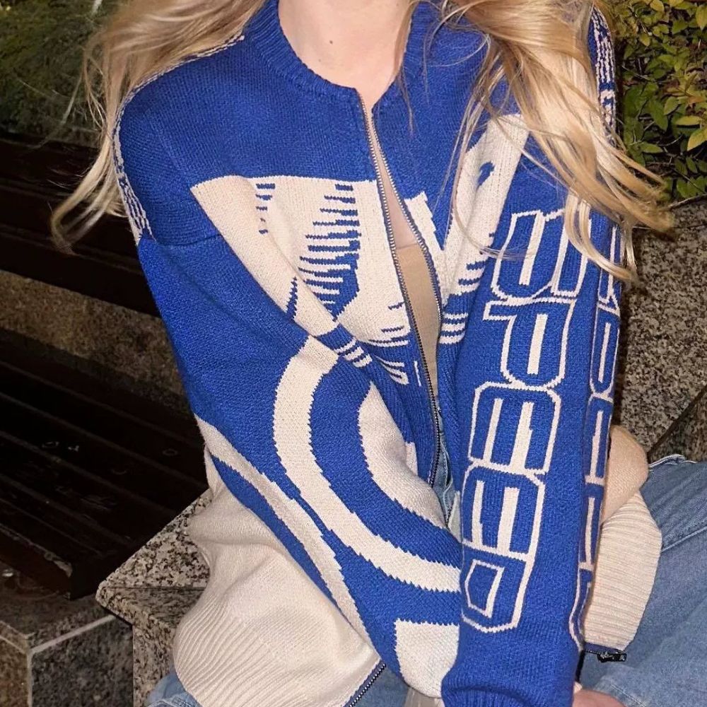 Y2K Fashion Aesthetic Knitted Zip Cardigan Sweater