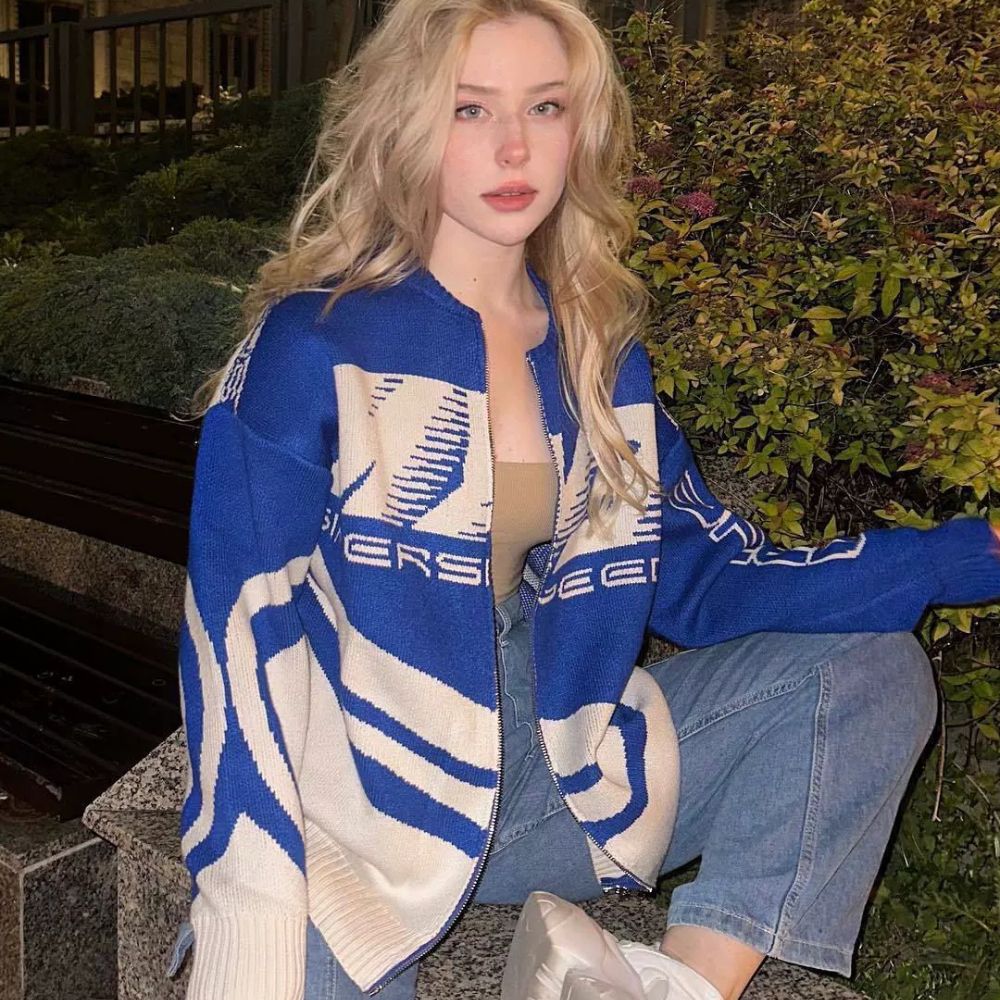 Y2K Fashion Aesthetic Knitted Zip Cardigan Sweater