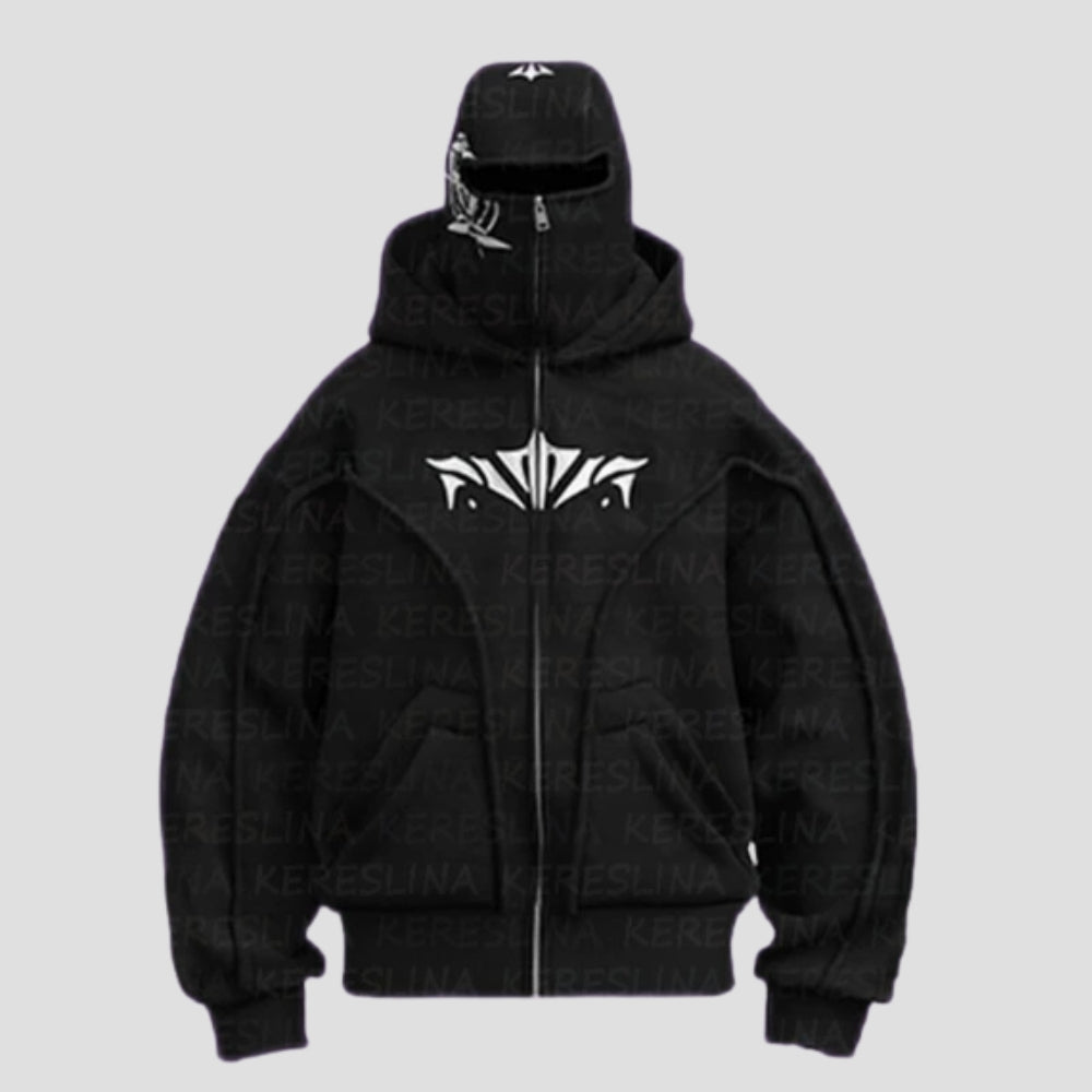 Y2K High Street Loose-Fit Vintage Double-Hood Hoodie