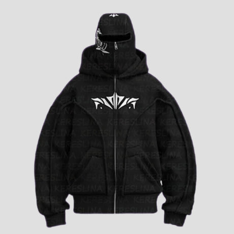 Y2K High Street Loose-Fit Vintage Double-Hood Hoodie