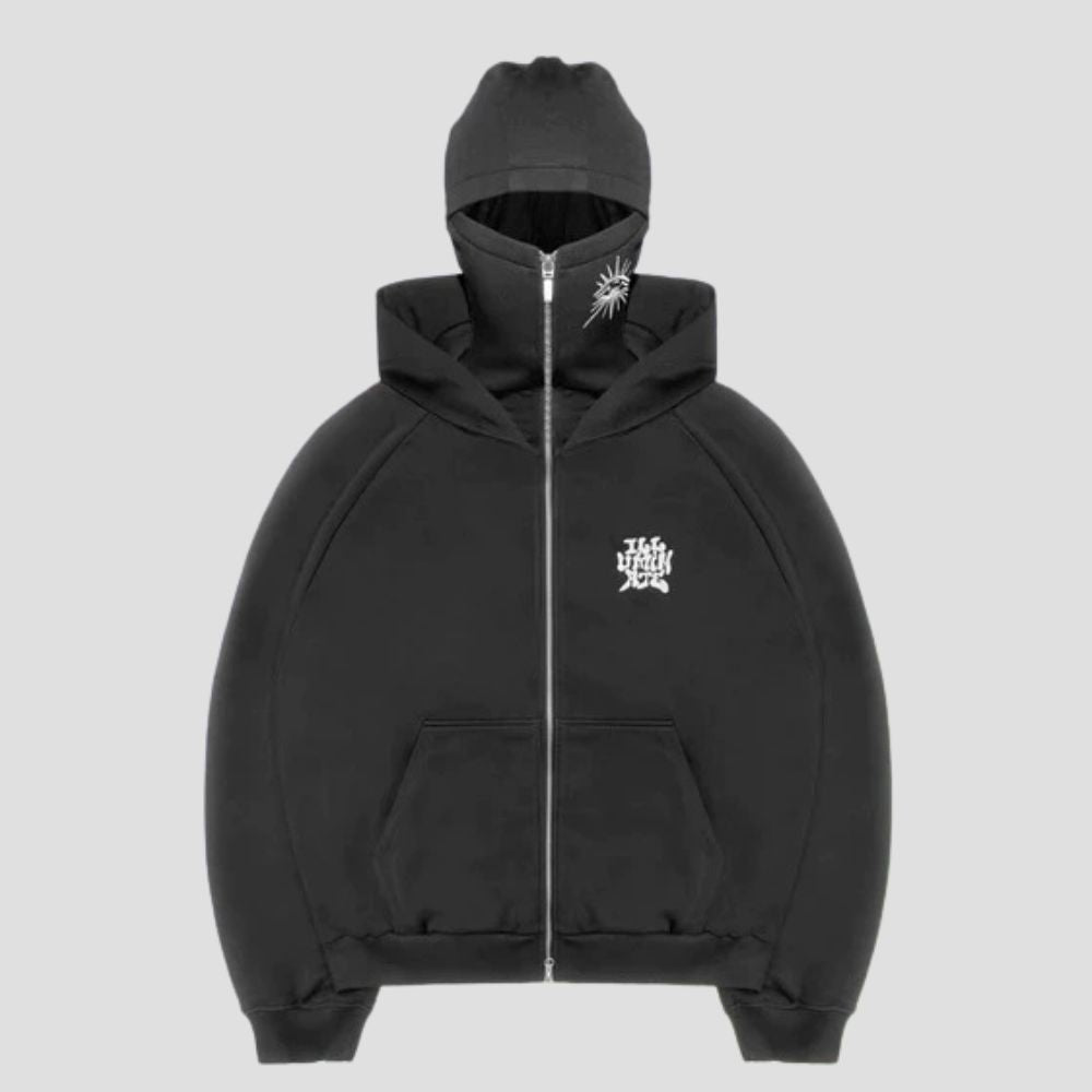 Y2K Hoodie with Built-in Mask Design