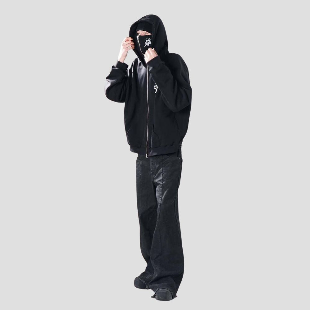 Y2K Hoodie with Built-in Mask Design