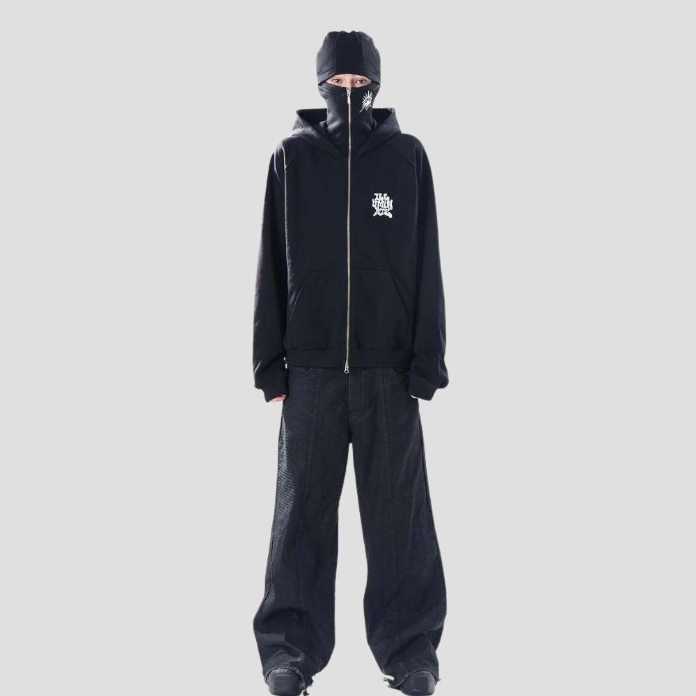 Y2K Hoodie with Built-in Mask Design