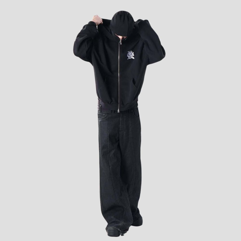 Y2K Hoodie with Built-in Mask Design