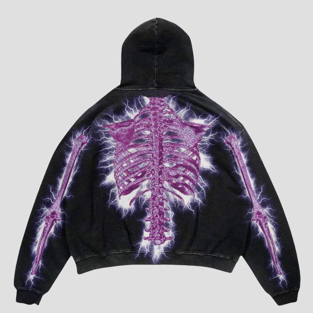 Y2K Loose Skull Print Sweatshirt Jacket