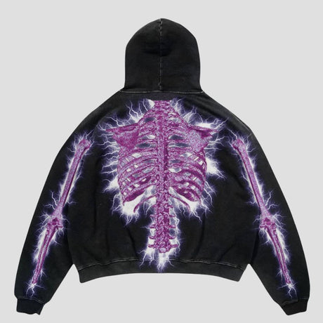 Y2K Loose Skull Print Sweatshirt Jacket