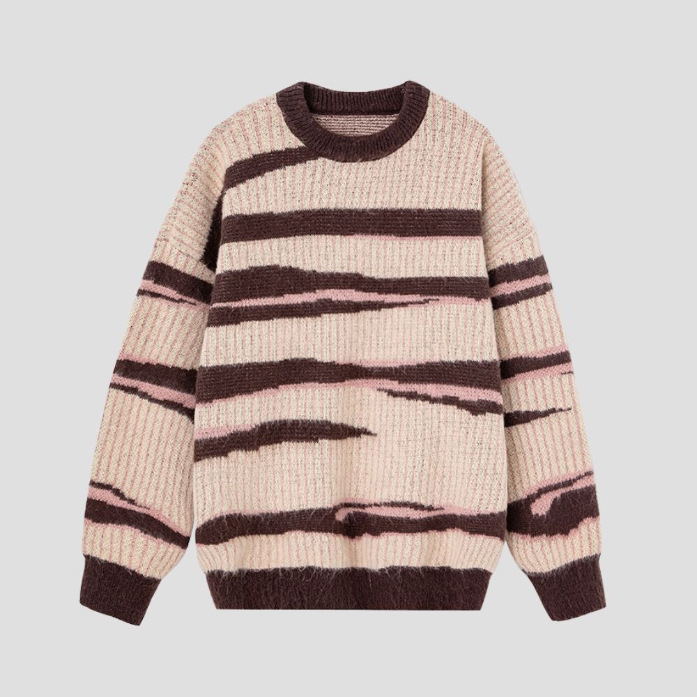 High-quality eco-friendly sweater featuring zebra stripes.
