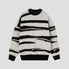 Zebra striped sweater with relaxed casual fit design.
