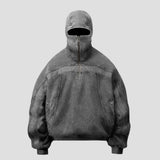 Y2K Zip-Up Hoodie with Eye-Cutout Mask Hood