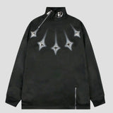 Zip-Decorated High Neck Sweatshirt